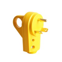 30 Amp RV Plug 125V Heavy Duty RV Handle Grip Male Replacement Plug Receptacle Plug With Ergonomic Grip Handle, Yellow